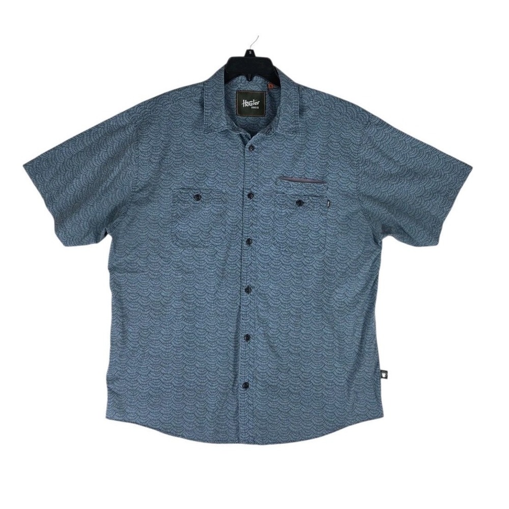 Howler Bros Aransas Shirt Mens XL Blue Geometric Scale Print Button Down SS - Picture 13 of 14